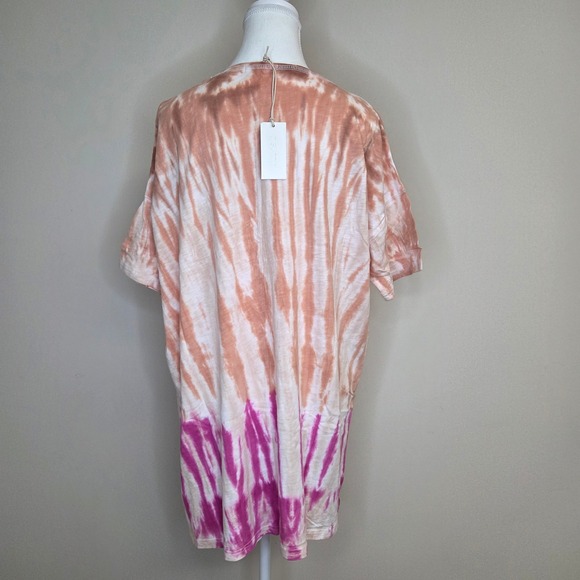 Z Supply Tie Dye T-Shirt Dress Orange Pink Cotton Womens Small NWT - Picture 4 of 6